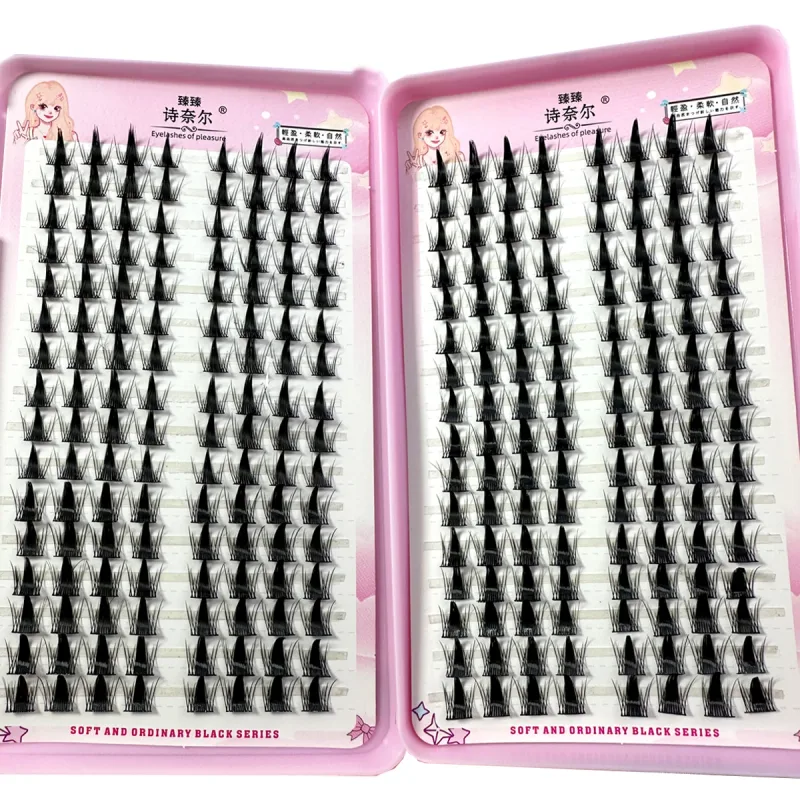 32 řad Fox Eye Manga Cluster Lashes Řasy Kočičí Eye Řasy Individuální řasy Přirozený vzhled DIY Prodloužení řas Objem Shluky řas — image 11