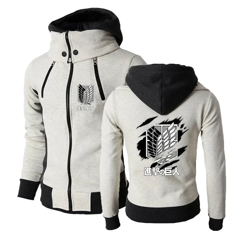 2025 Japanese Anime Jacket Spring And Autumn Man's Stand-Up Collar Hoodies Attack on Titan Logo Print Sports Comfortable Coat — image 5