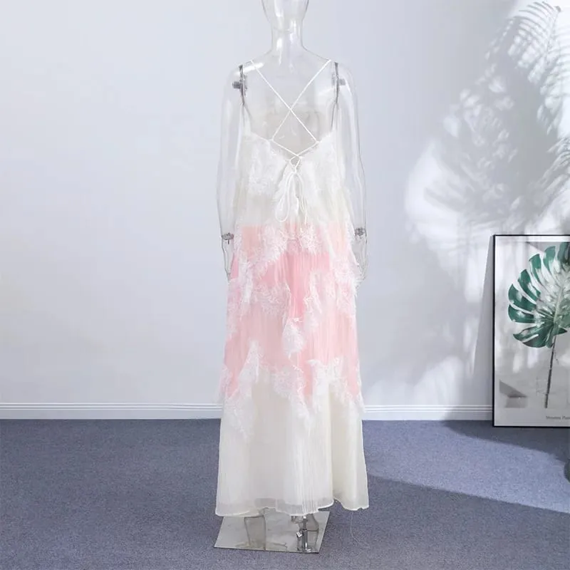 Robes bouffantes en dentelle à bretelles Spaghetti pour femmes, Slim, sans manches, dos nu, longueur au sol, nouvelle tenue de vacances d'été pour dames, 2026