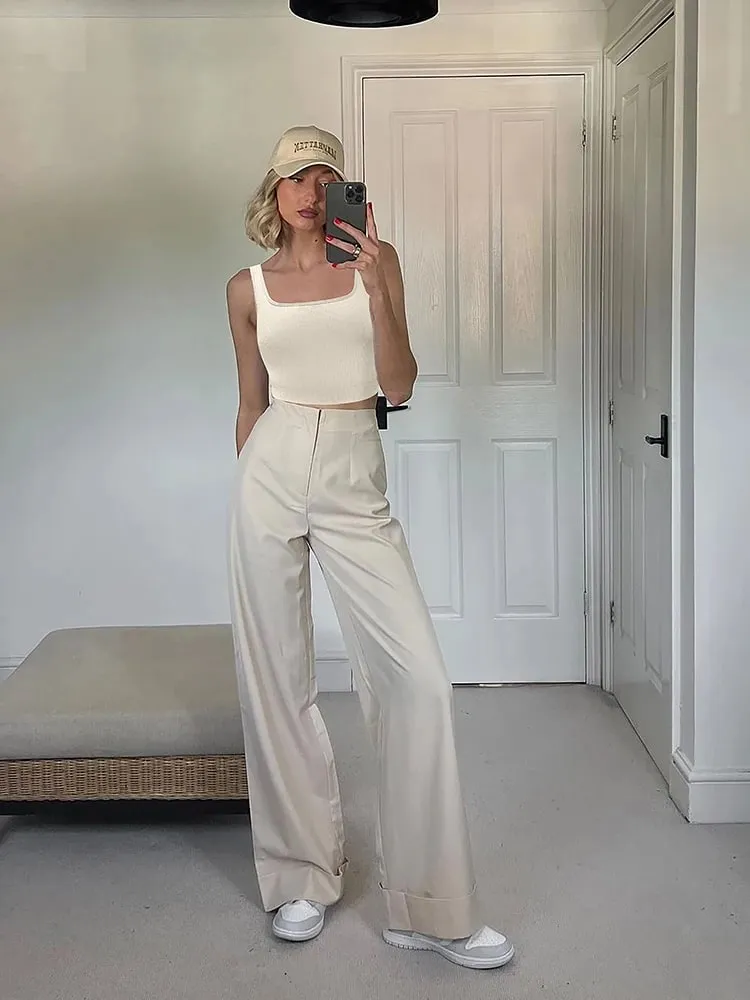 Débardeur côtelé à col carré pour femmes, Camisole d'été basique élastique sans manches — image 6