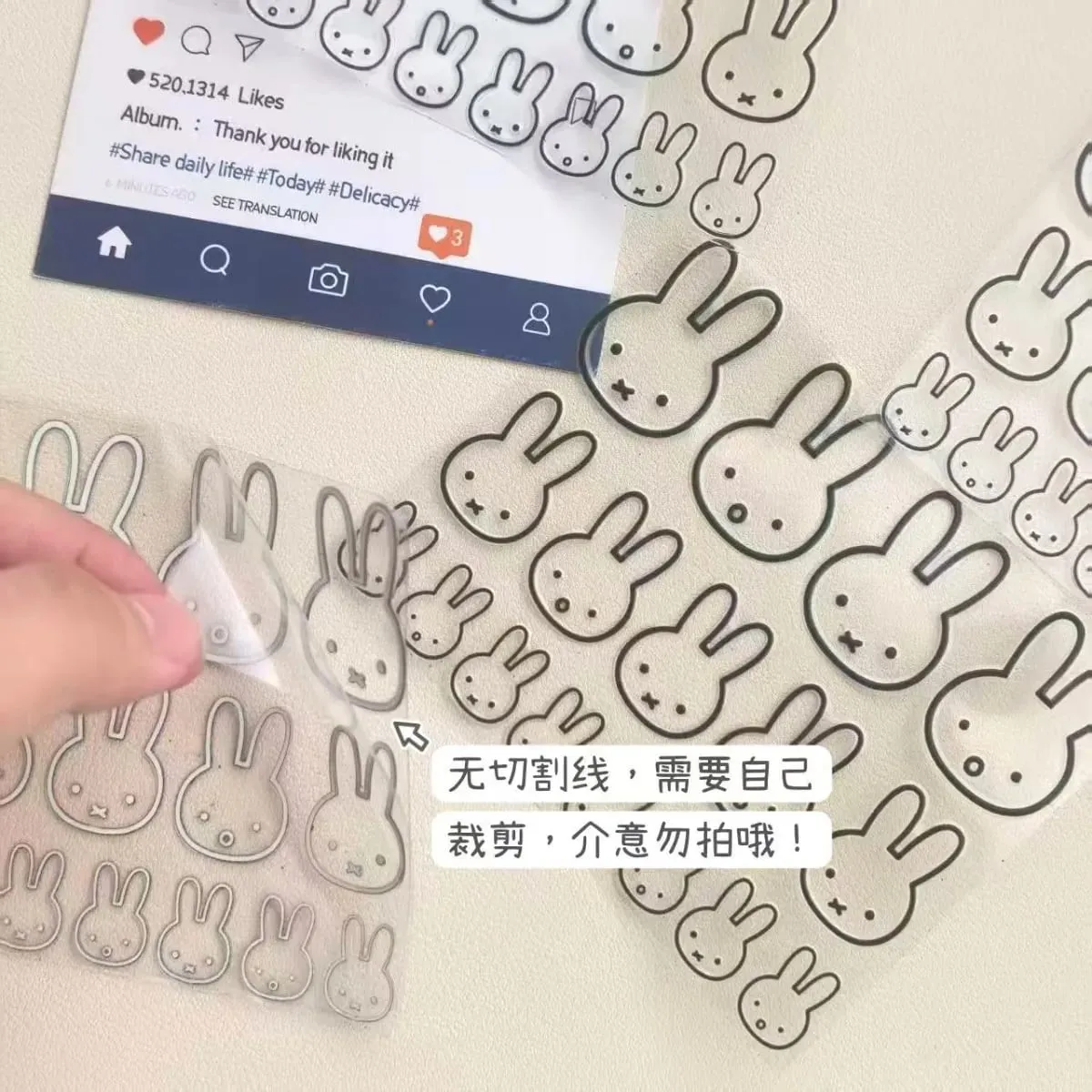 Kawaii Miffy Tavşan Transferi Çıkartmalar Sevimli Çizgiler Miffy Bilgisayar Dekorasyon Ins Cep Telefonu Çıkartmaları Diy Su Bardağı Su Geçirmez — image 3