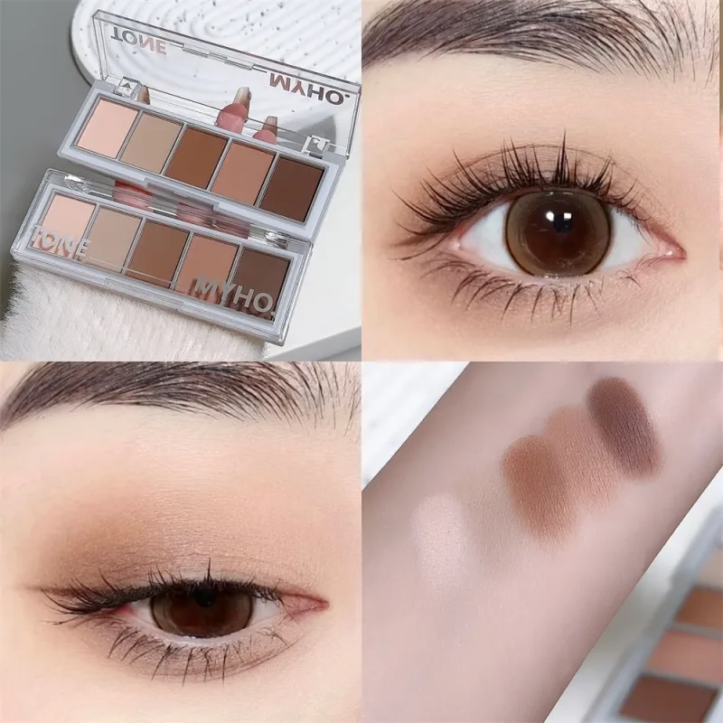 อายแชโดว์ 5 สี Matte NATURAL สีน้ำตาลแบบพกพา Bronzers เครื่องสำอางค์ Contouring SHADOW Earth Color Eye Shadow แต่งหน้า Palette — image 9