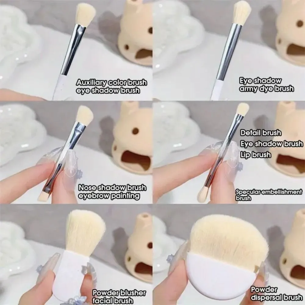 6 ks/sada Soft Bristles Mini sada štětců na make-up Mixovací štětec Více hlavic štětců Sada kosmetických štětců s úložným boxem — image 3