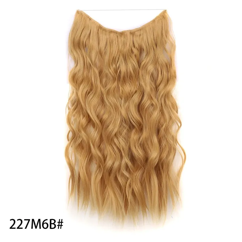 Synthetische unsichtbare Draht-Haarverlängerungen, lang, 4 Clips in Wellen, lockiges Haarteil für Frauen, 20-Zoll-Haarverlängerungen mit geheimer Fischlinie — image 19