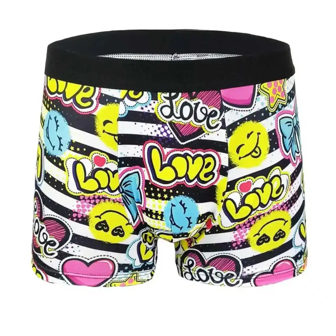 Erkek Eğlenceli Graffiti Baskılı Boxer Şort Rastgele 5 Parçalı Set, Trendy, Kişiye Özel, Rahat ve Nefes Alabilen Dört Köşe Pantolon — image 6