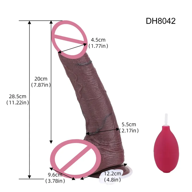 Silicone Sống Động Như Thật Hai Lớp Xuất Tinh Dương Vật Squirting Dài Dương Vật Giả Có Mút Hậu Môn Đồ Chơi Dành Cho Nam Nữ Masturbator — image 9