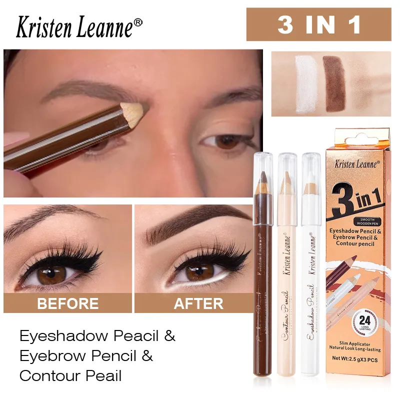 3ชิ้นไม้อายแชโดว์Liner Contourคอนซีลเลอร์ดินสอชุด-สีขาวอายแชโดว์คิ้วContourคอนซีลเลอร์กันน้ำแต่งหน้าชุด — image 2