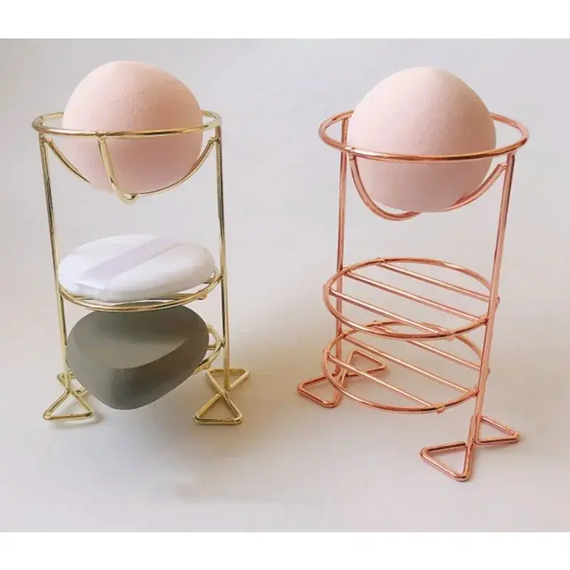 Flerlagers metallfäste Makeup Puffställ Kosmetisk hållare Blender Display Stativ Legering Torkkraft Smink Svampverktyg — image 2