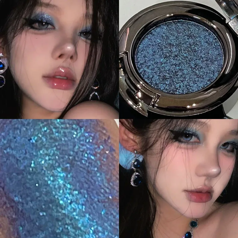 Metallic Glitter Black Blue Eyeshadow Ungu Hijau Metallic Highlighter Eyeshadow Diamond Tahan Lama Solek Mata Wanita Kosmetik — image 8