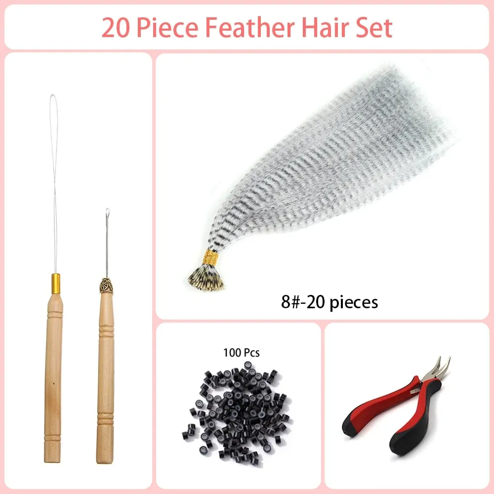 Estensioni dei capelli sintetici colorati I-Tip in piume finte 16 "20 fili/pacco Accessori per parrucche in fibra resistente al calore da donna — image 14