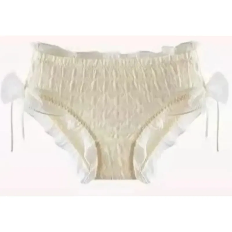 Tatlı Dantel Push Up Sütyen Seti Bayan Küçük Büstü Fırfır Örgü Çapraz Bandaj Strappy Seksi Saf Desi Lingerie İç — image 4