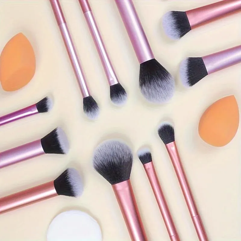 12pcs Set Berus Mekap Lengkap Berbilang Fungsian: Berus Bedak Longgar Berus Blush Berus Foundation Berus Pembayang Mata Berus Campuran B — image 3