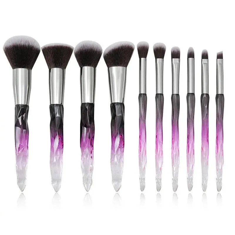 คริสตัลสีม่วง Handle ชุดแปรงแต่งหน้าผมสังเคราะห์นุ่ม Foundation Blush Eye Shadow แปรงเครื่องสำอาง Kit — image 9