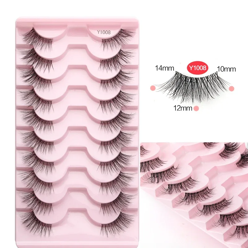 Mezze Ciglia Cat Eye Ciglia 3/5/10 Paia Ciglia Finte Soffici Morbide Aspetto Naturale Fascia Trasparente 3D Ciglia di Visone Estensione trucco