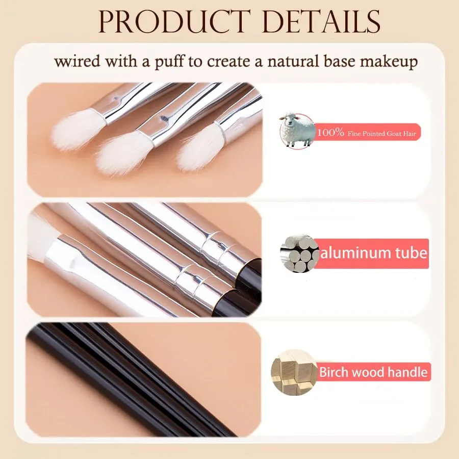 แปรงอายแชโดว์ผสมผมแพะ 100% ขนาดเล็ก Crease Blending แปรงแต่งหน้าที่แม่นยำ Eye Shadow Blending เครื่องมือแต่งหน้า — image 3