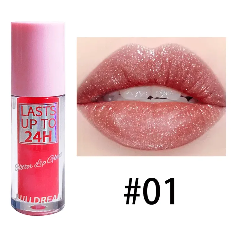 Flowing light Glitter Lip Glaze ลิปกลอสติดทนนานกันน้ำลิปสติก Makeup Lip Oil Lip Tint Moisturizing — image 7