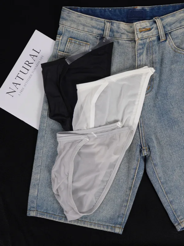 Slip rafraîchissant Ultra-fin en maille de soie glacée pour hommes, 1 pièce, ceinture fine transparente, sous-vêtements quotidiens, offre spéciale, printemps et été — image 6