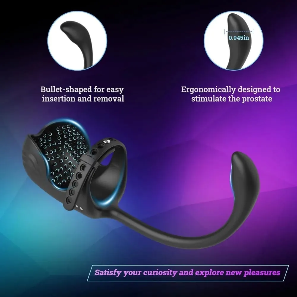 3 In 1 Steker Anal Penggetar Stimulator Noda Testis Cincin Ayam Bergetar Remote Control Mainan Seks Pemijat Prostat Pria untuk Pasangan — image 6