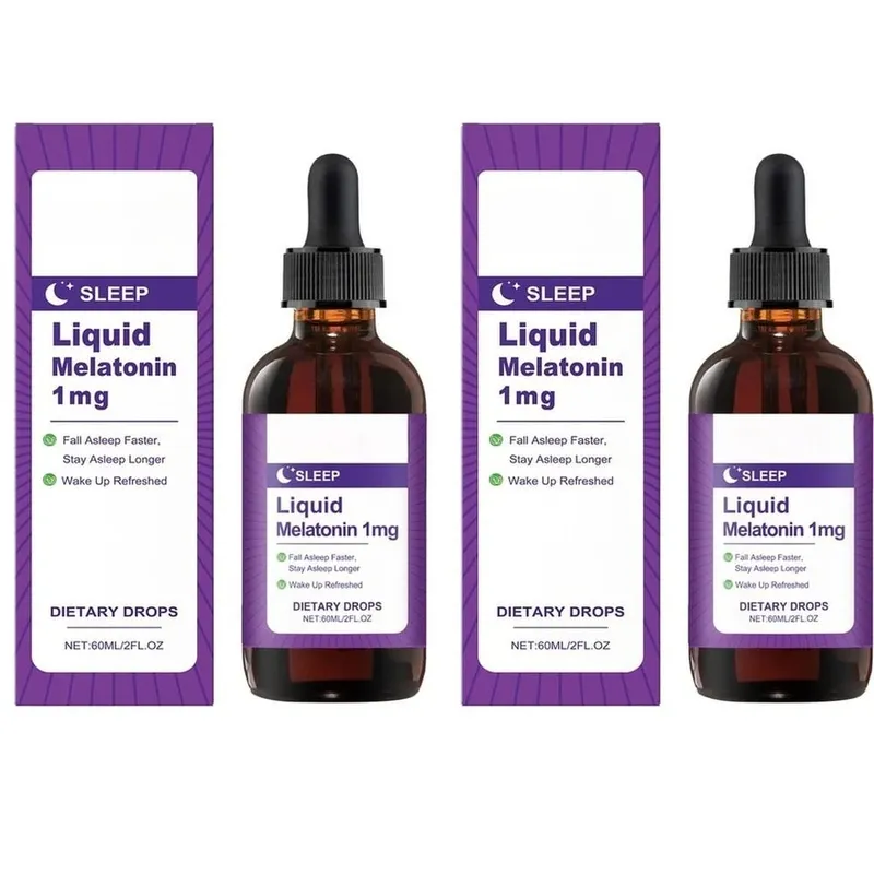 Melatonina liquida 1 Mg Gocce per dormire Estratto di foglie di menta Addormentarsi più velocemente Dormire più a lungo Svegliarsi rinfrescati 60 ML