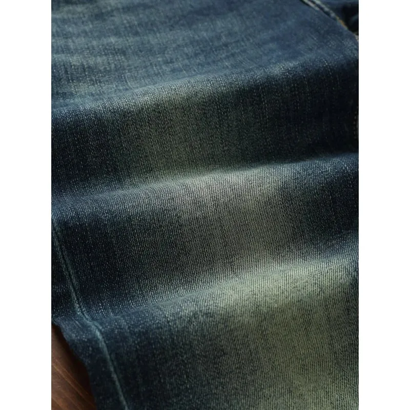 Autumn retro deep blue jeans men elastic and trendy versatile casual street fashion pants — image 5