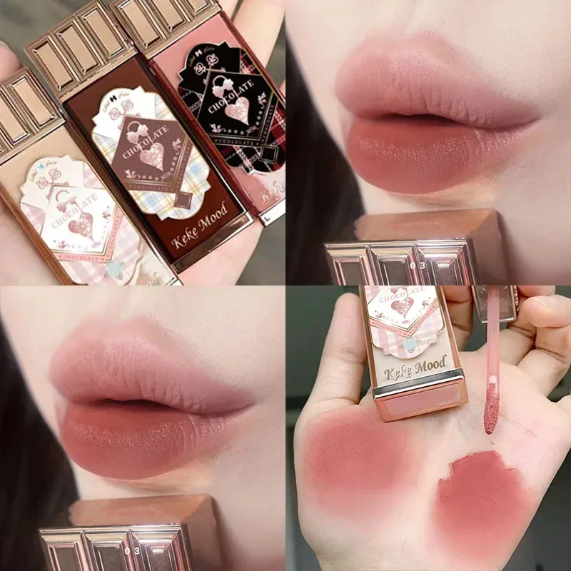 Cioccolato Nuvola Lucidalabbra Velluto opaco Applicazione liscia Smalto per labbra Mousse Marrone Rosso Rossetto liquido Trucco Tinta labbra Cosmetici — image 5