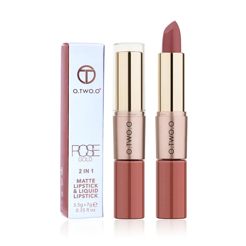 O.TWO.O 2 in 1 Matte Lippenstift Lipgloss Kosmetik Wasserdicht Pintalabios Batom Mate Lippen Make-up Rouge 12 Farben Lippenstift — image 3