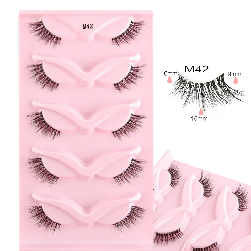 Mezze Ciglia Cat Eye Ciglia 3/5/10 Paia Ciglia Finte Soffici Morbide Aspetto Naturale Fascia Trasparente 3D Ciglia di Visone Estensione trucco