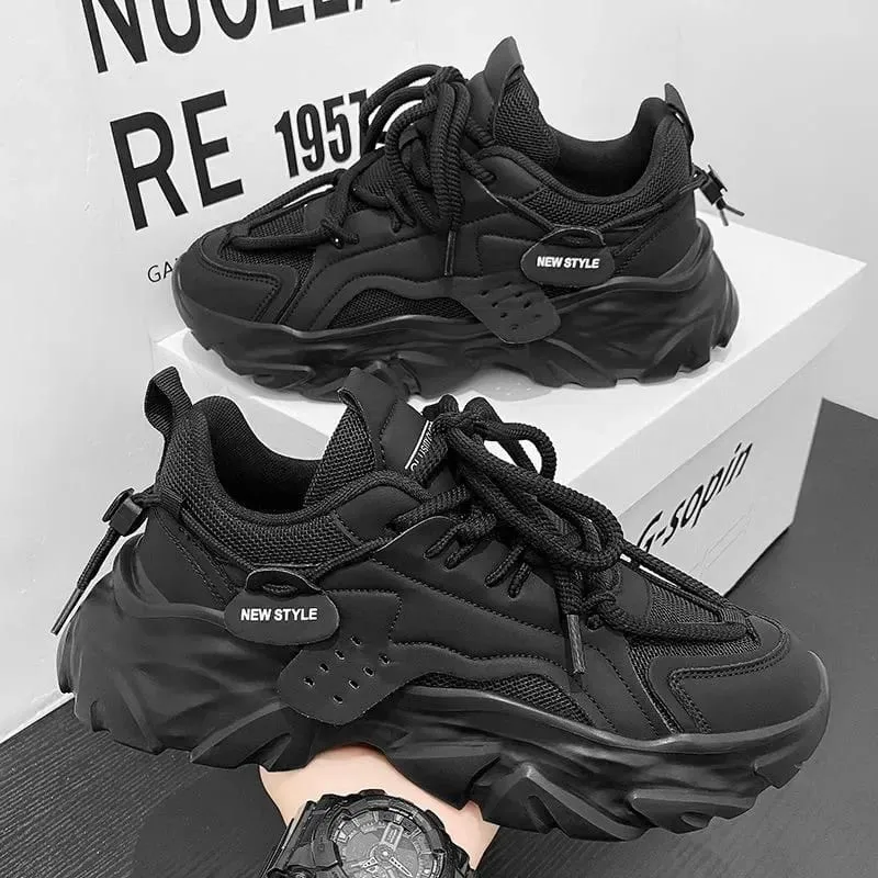 Men's Chunky รองเท้าผ้าใบหนาด้านล่าง Lace Up Breathable Vulcanize รองเท้าชายฤดูใบไม้ร่วงรองเท้าวิ่งกีฬารองเท้าผู้ชายรองเท้าสบายๆรองเท้าลื่น — image 2
