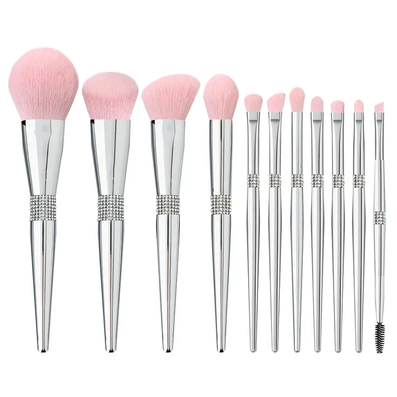 Juego de 10 Uds de brochas de maquillaje de diamantes, herramienta de mezcla de cosméticos, base en polvo, colorete, resaltado, sombra de ojos, cepillo para cejas y pestañas — image 10