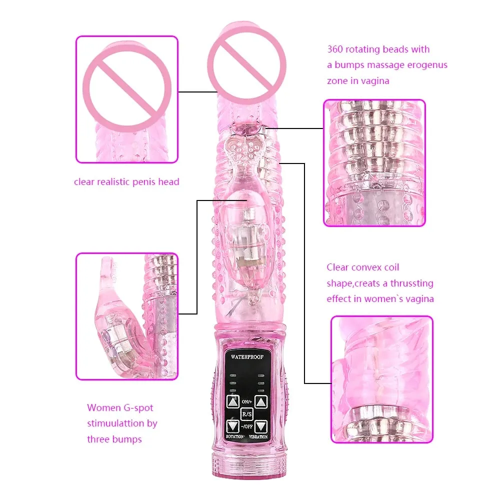 Dildo Rabbit Vibrator Masturbator G Spot 12 ความเร็วการสั่นสะเทือนมอเตอร์คู่นวด Clitoris หมุน Stimulator ของเล่นเพศหญิง — image 5