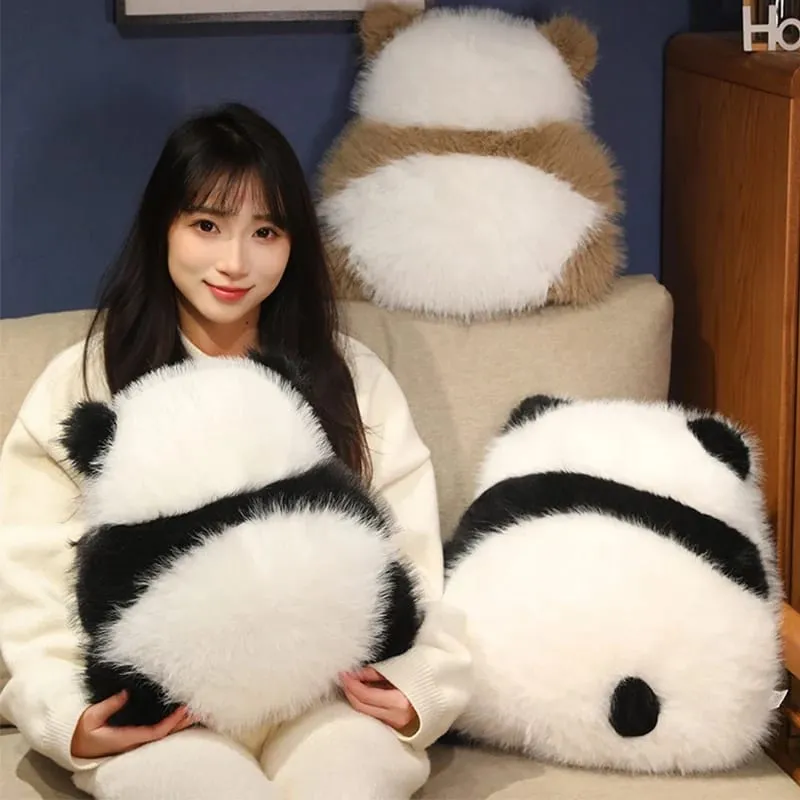 Super Fluffy Plush Panda Shadow Stuffed Qizai Back View Cushion Nordic Style Sofa Decor PIllow Chocolate Panda Hug Waist Pillow — image 6