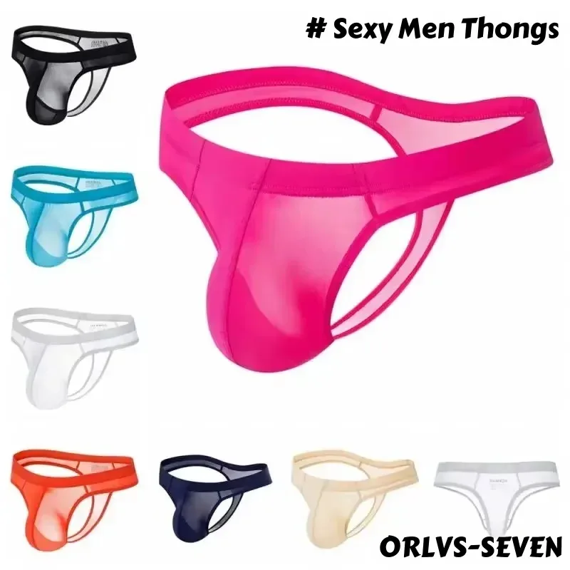 Sexy Men's Thongs Underwears Ultra-thin Thong G Strings Pouch Ice Silk Tanga Hombre Sexy Gay Underpants Breathable Briefs Men — image 1
