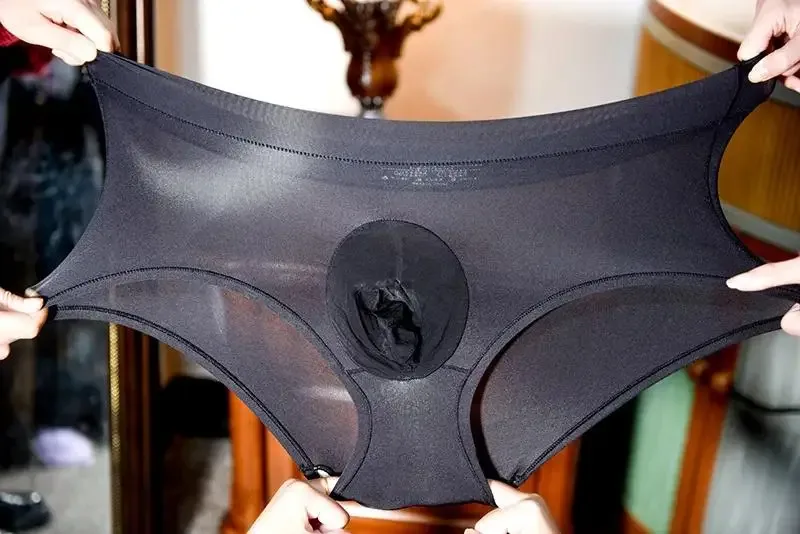 Homens sheer ver através brilhante g-string sissy u convexo bolsa tanga respirável roupa interior bainha cuecas unisex alta elástica mais sexy — image 31