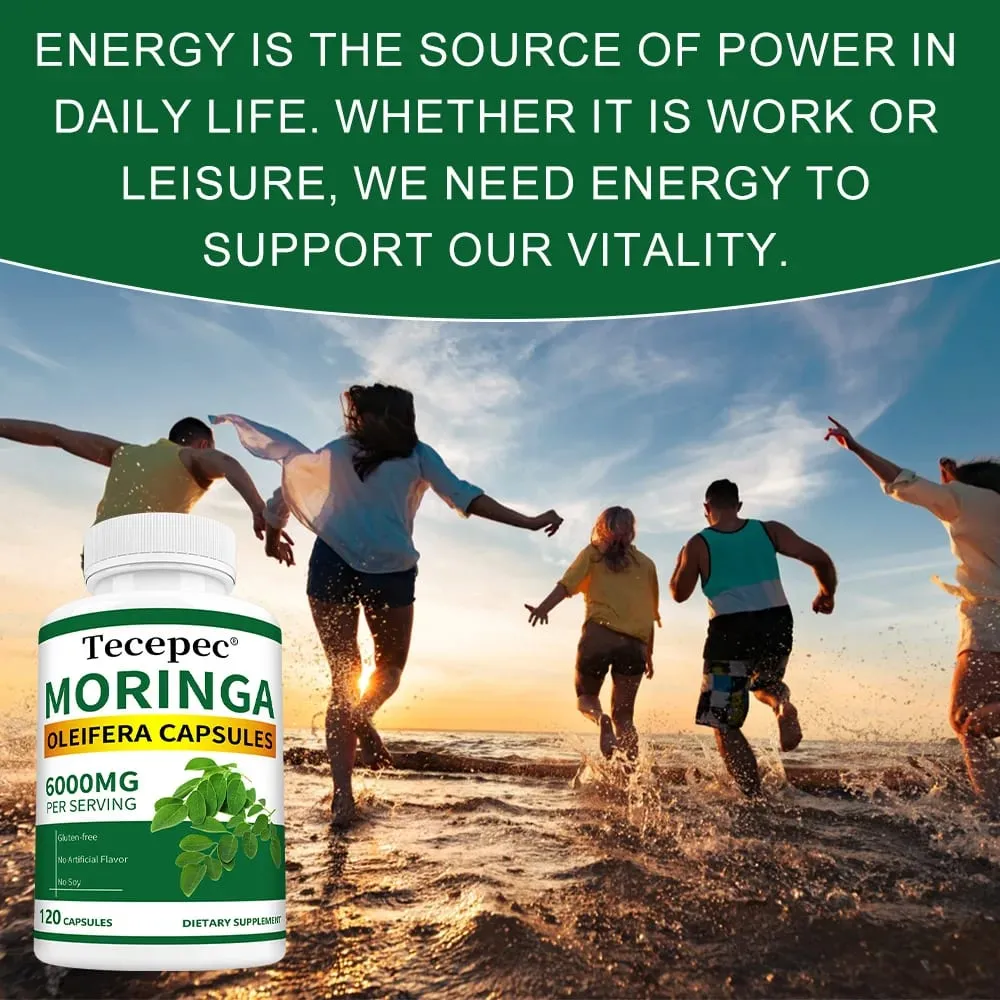 มะรุมอินทรีย์แคปซูล 6000 มก. สารต้านอนุมูลอิสระ Boost Energy & Metabolism สนับสนุนภูมิคุ้มกันย่อยอาหารสมองและสุขภาพหัวใจ — image 5