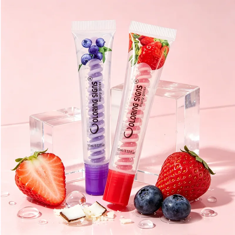 ลิปกลอสฟรุ๊ตตี้สตรอเบอร์รี่บลูเบอร์รี่ Shiny Lip Oil Moisturizing Plumping Shimmer Lip Makeup Hydrating LipstickFor Girls — image 3