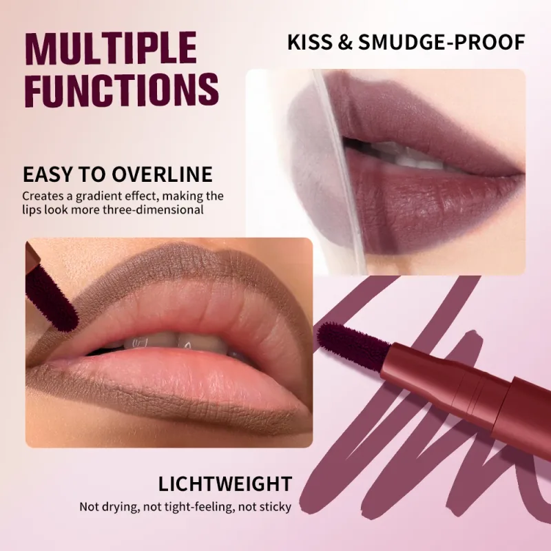 Lakerain Lip Contour Lip Stain ปากกา Smudge-proof Non-Stick CUP Moisturizing Lip แต่งหน้าเครื่องสำอางค์ 2-in- 1 Lip Stain & Liner — image 4