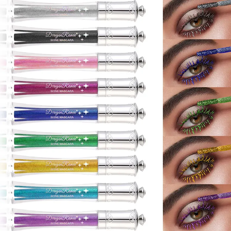 Shiny Diamond Colorful Mascara Blue Glitter Sparkling Waterproof Mascara Beauty Eyelashes Extension Quick Dry Shimmer Eye Makeup
