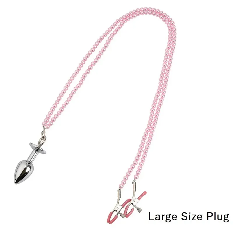 Piccole medie grandi perline anali Butt plug Morsetti per capezzoli di perle Set con catena Clip per seno in metallo Bondage Coppia schiava Gioco Giocattolo del sesso — image 19