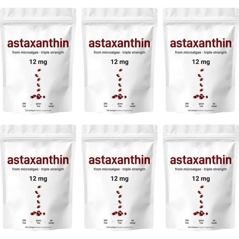 Astaxanthin 12mg měkké gely z mikrořas Triple Strength Antioxidant Supplement Cellular Wellness & Everyday Balance 120 Count — image 8