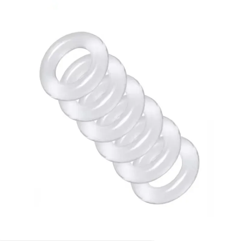 Mâle 6 pièces 1 ensemble Silicone pénis serrure coq anneau bondage érection retard éjaculation réutilisable agrandissement balle civière Sex Toy hommes — image 1