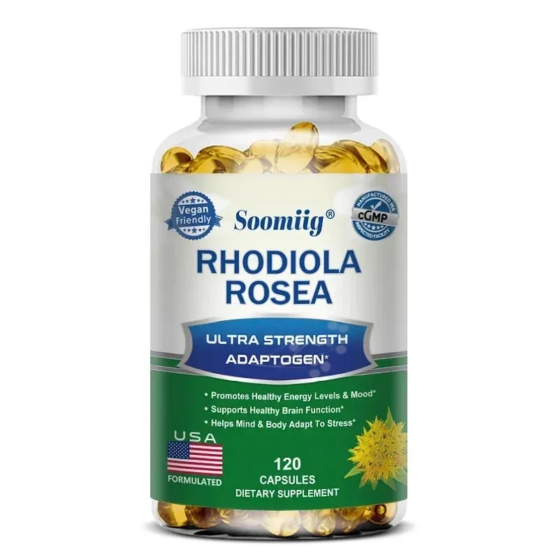 Rhodiola Rosea Capsules - High Strength Rhodiola Rosea Complex Supplement Mood Brain Non-GMO Gluten-Free