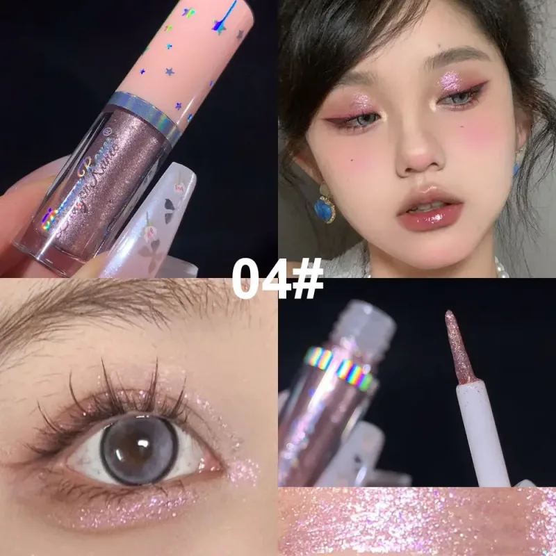 Paillettes blu Liquid Eyeshdaow Glitter Gel Penna per eyeliner metallizzata lucida Diamond Shimmer Strumento per il trucco di bellezza per occhi impermeabile
