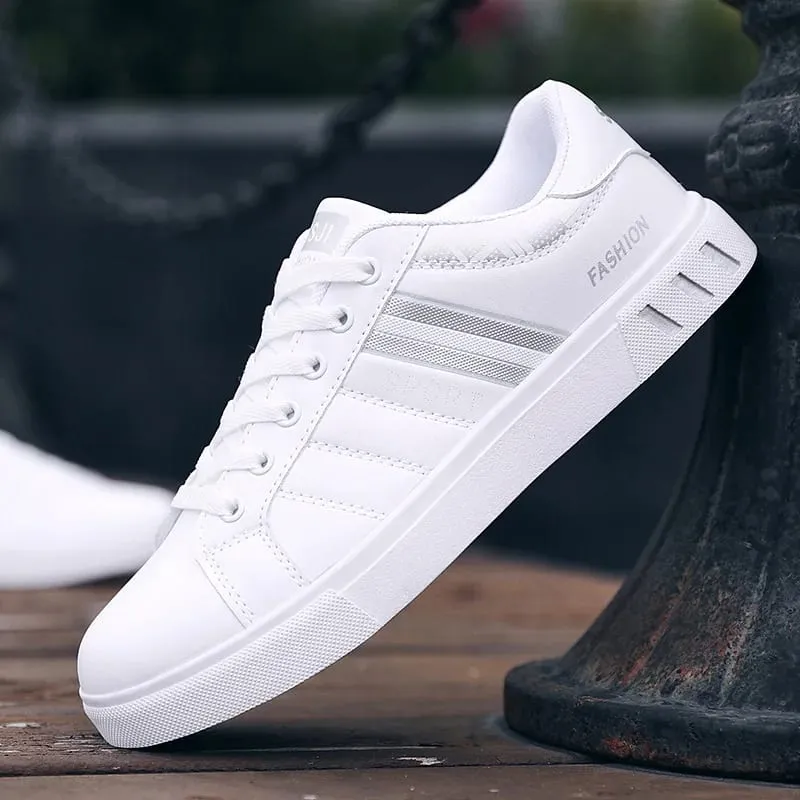 White Vulcanized Sneakers Men's Flats Comfortable Shoes Lace up Zapatillas Hombre Autumn Spring Fashion Sneakers Drop Shipping — image 11