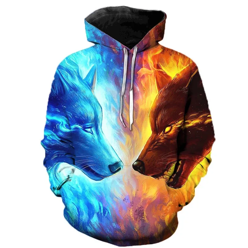 Mikiny 3D Wolf Pánské mikiny s kapucí Zvířecí potisk Teplákové soupravy Pánské/dámské Bundy Funny Hoody DropShipping