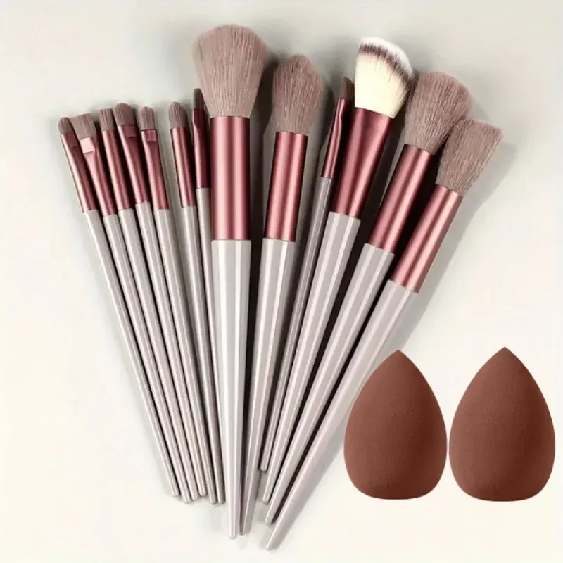 13 ชิ้น Soft Fluffy ชุดแปรงแต่งหน้าสำหรับเครื่องสำอางค์ Foundation Blush Powder อายแชโดว์ Kabuki ผสมฟองน้ำแต่งหน้าไข่ — image 14