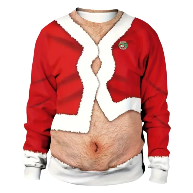 Pull de Noël drôle pour hommes et femmes, sweat-shirt de noël avec graphique laid Y2k, pour fête de vacances, vêtements amples pour hommes