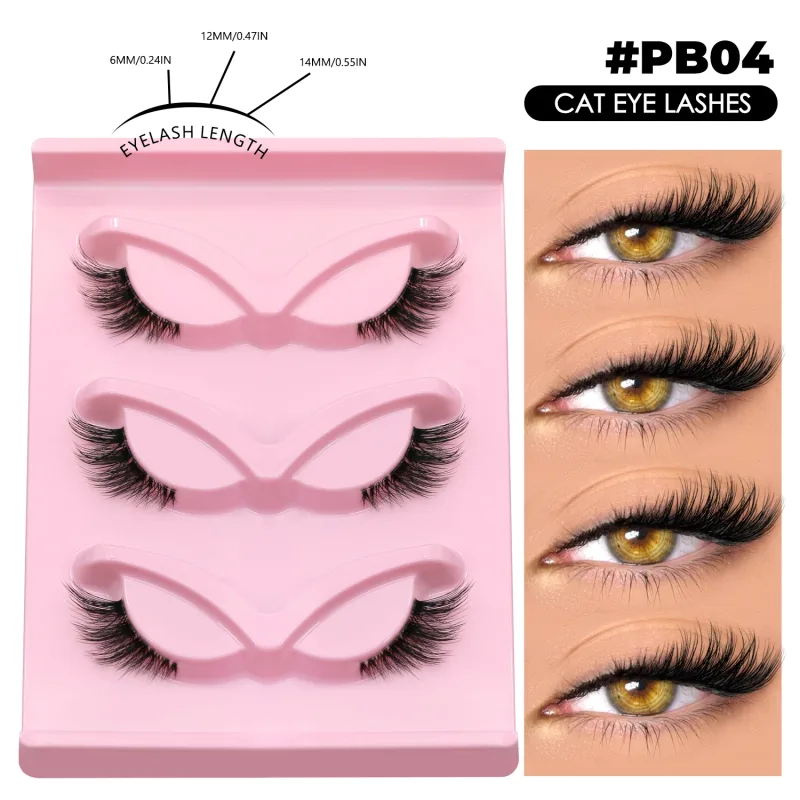 Demi-cils yeux de chat, aspect naturel, Faux cils vaporeux, Faux cils en vison, bande transparente, Faux cils naturels, maquillage
