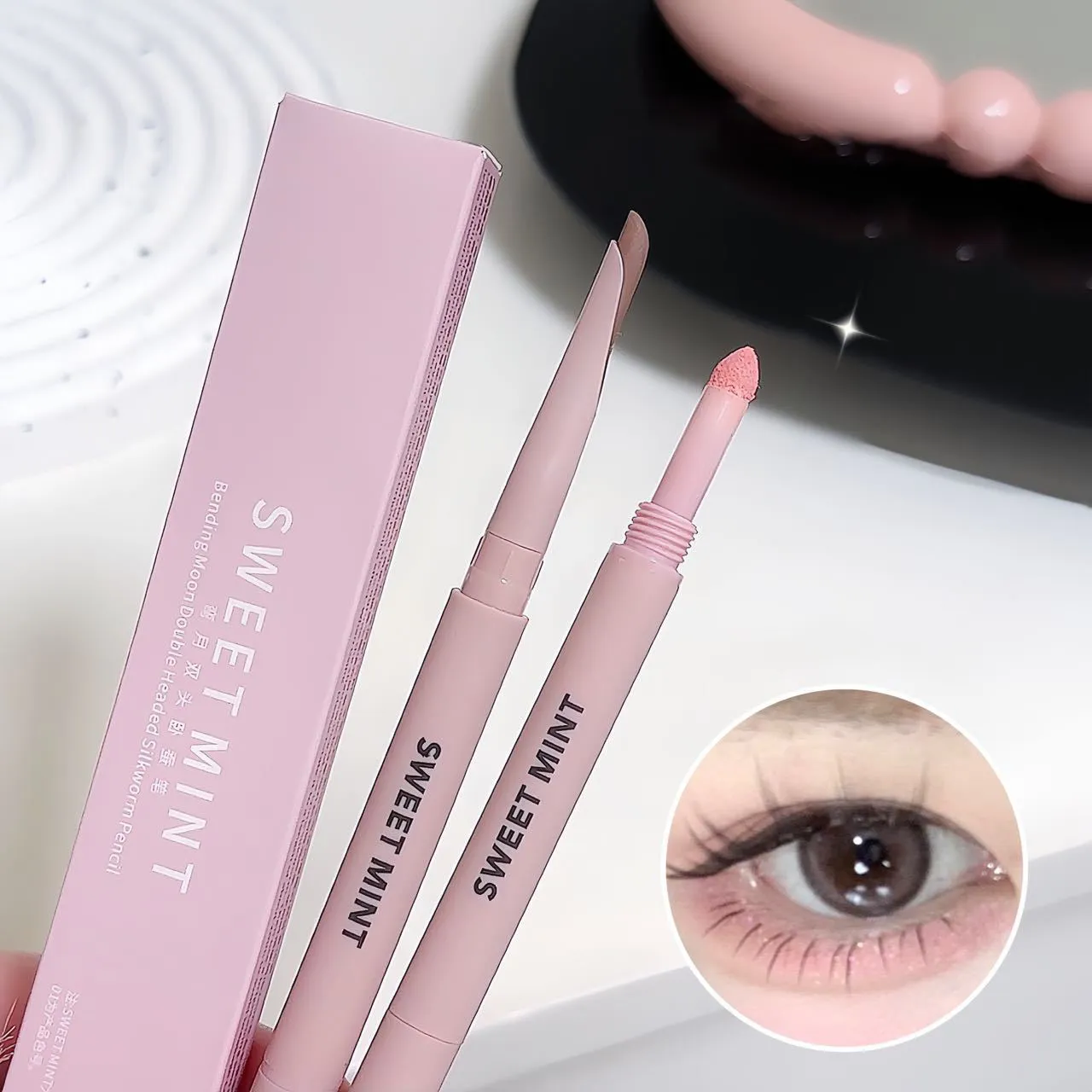 Sweetmint Menisk Double-ended Silkworm Eyemakeup Fremhæv naturligt lysnende Langtidsholdbar øjenmakeup Two-in-One — image 1