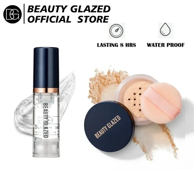 Face Makeup Set Primer+Loose Powder Oil-Control Waterproof Long Lasting Invisible Pore Smooth Setting Powder