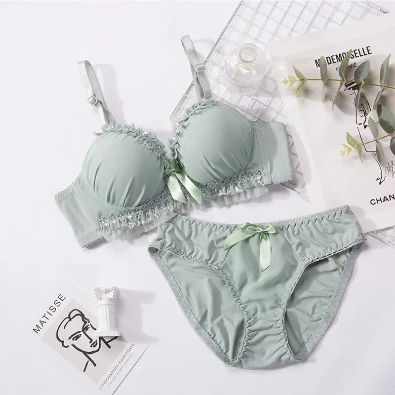 Damen-Dessous-Set, weiches Memory-Draht-Rüschen, Spitze, Schleife, Dekor, intimer Unterwäsche-Anzug, keine Pads, dünne, atmungsaktive, verstellbare Träger — image 7